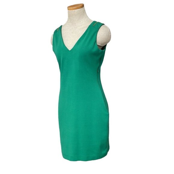 Zara Trafaluc Dress Sheath V Neck Midi Zip Detail Green Size Large L - Picture 3 of 16